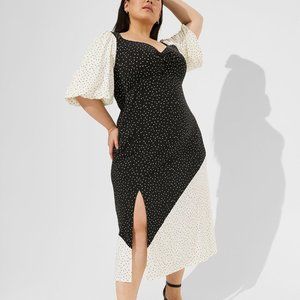 NWT Torrid Black + White Dot Mix Print Knit Dress Size 0(L)